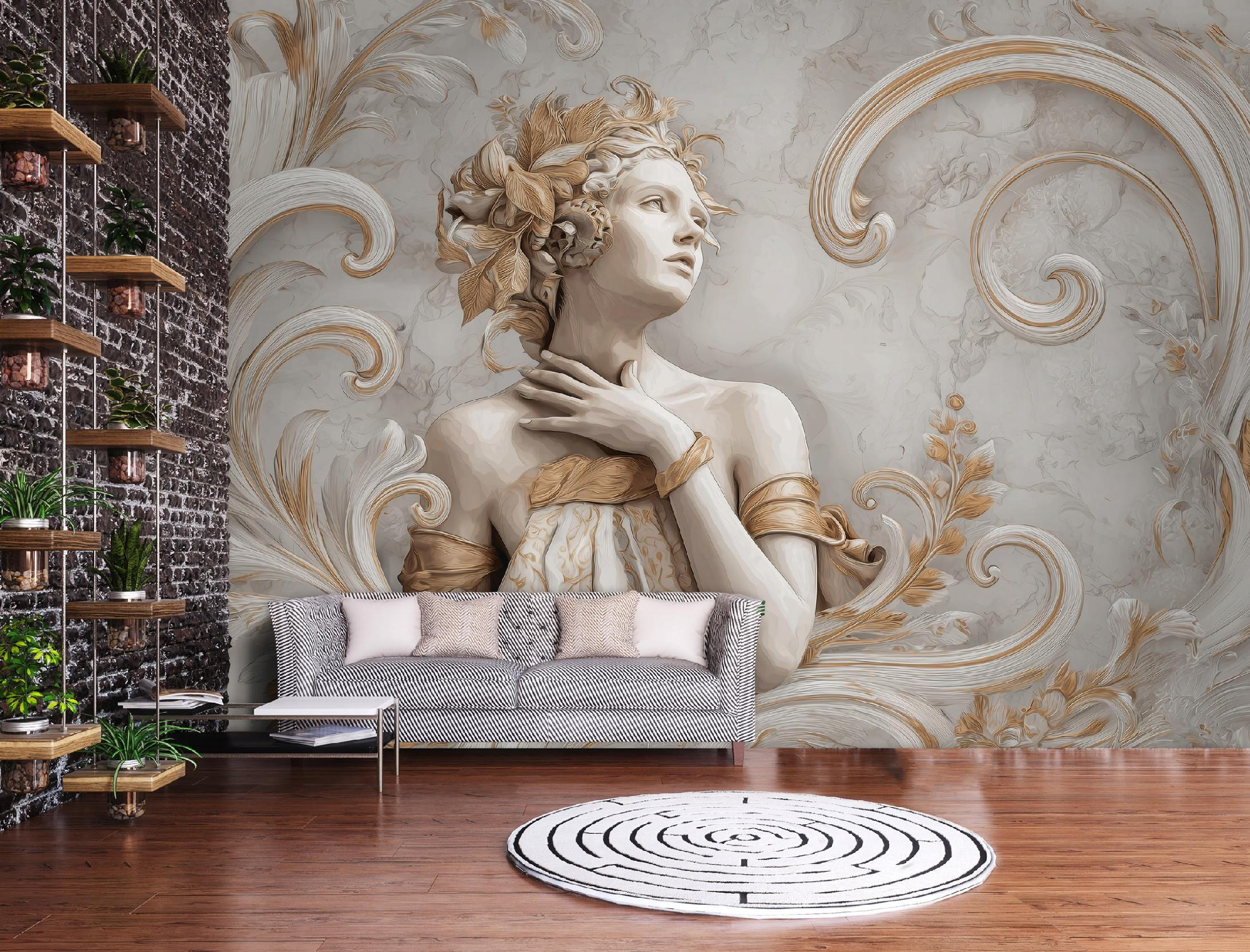 FOTOTAPETE Frau Abstrakt Beige 400x280 cm - Multicolor, Papier (400/280cm) - Wallarena