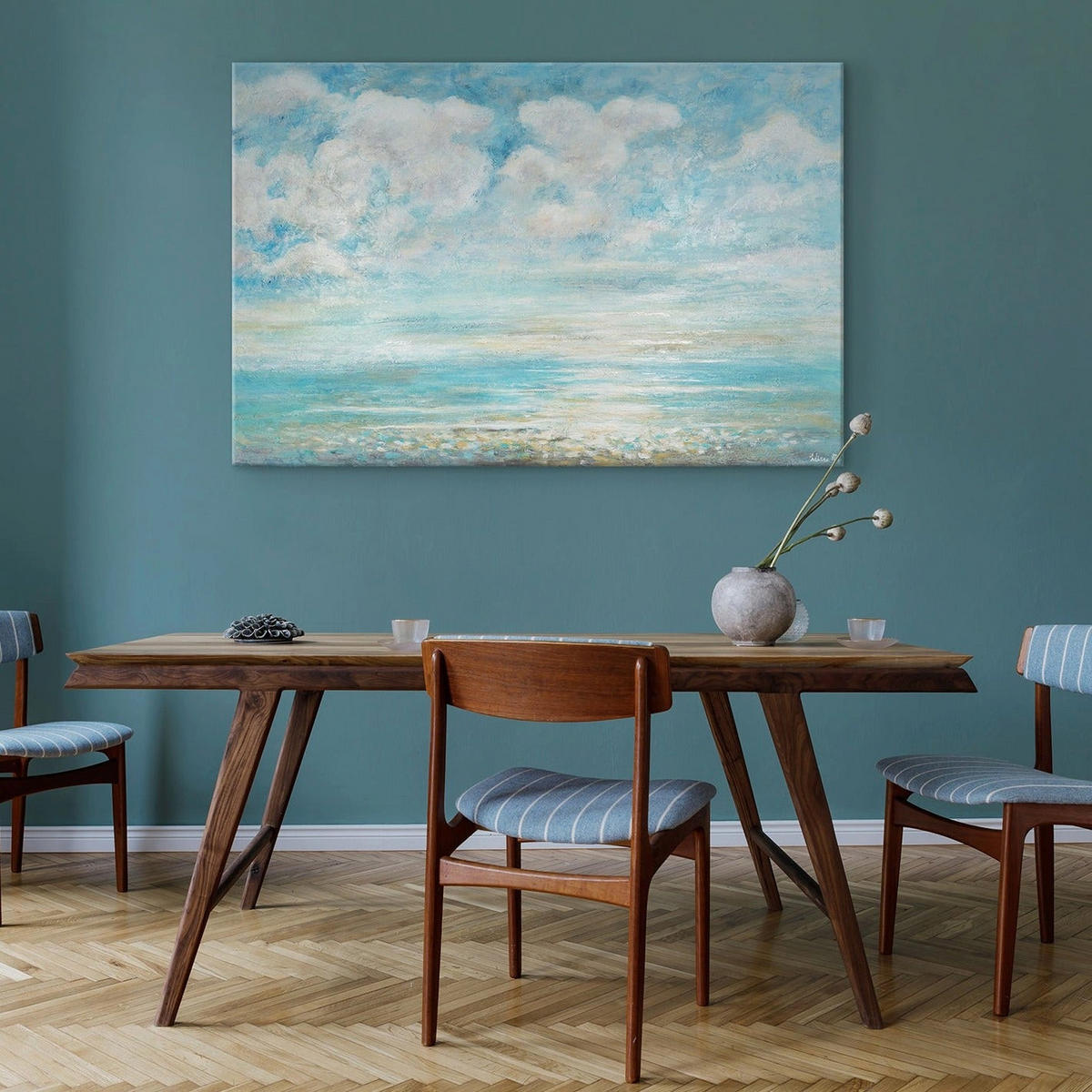 GEMÄLDE Abkühlung auf Keilrahmen 120x80 cm - Blau, Holz (120/80cm) - YS-art gallery
