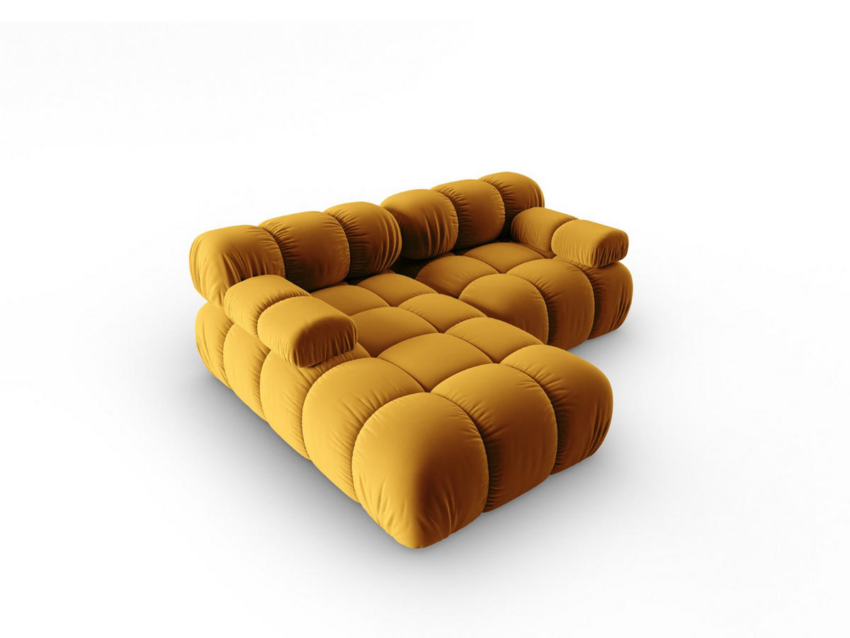 MODULARES-ECKSOFA links Bellis aus Samt gelb 3 Sitzplätze - Gelb, Textil (157/191cm) - Micadoni