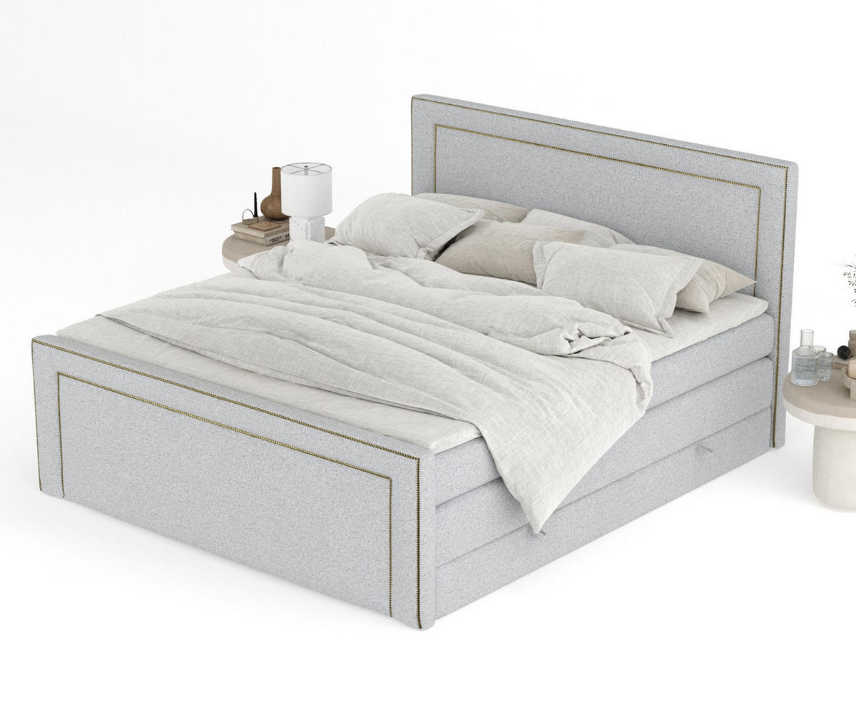 BOXSPRINGBETT Luxora Hellgrau 140/200 cm - Hellgrau/Schwarz, Holz/Holzwerkstoff (140/200cm) - Maison de Reve