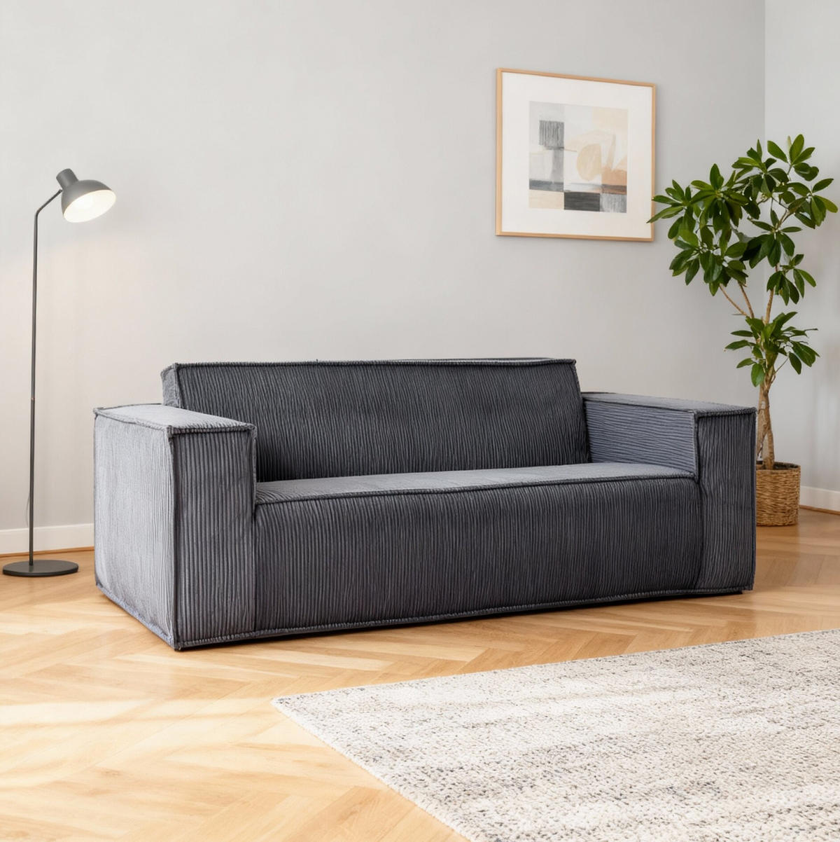 2-SITZER SOFA Cord Grau - Grau, Textil (178/70/86cm) - WISHDOR