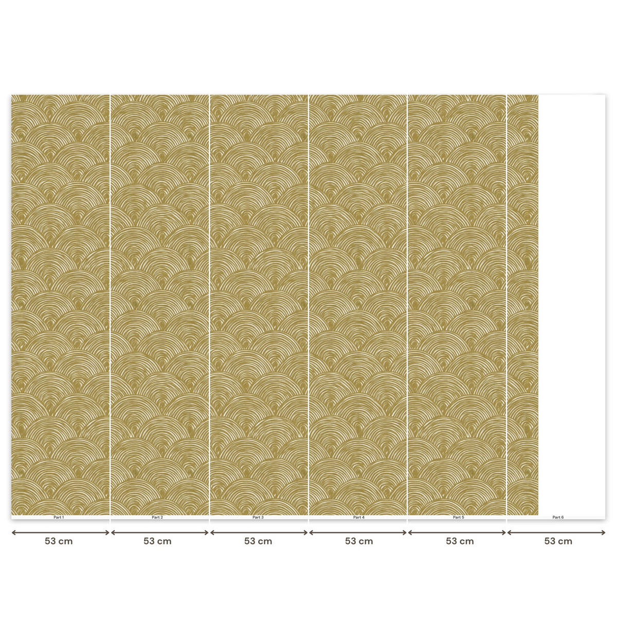 TAPETE - Fächer - Geometrisch - Grün - 280x240 cm - Goldfarben, Papier (280/240cm) - OnlyWow