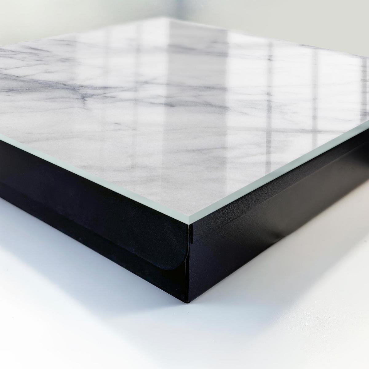 SCHLÜSSELBOX Schwarz 30x30 cm- Türöffnung nach rechts - Marmor-Eleganz - Weiß, Metall (30/30/5cm) - TULUP