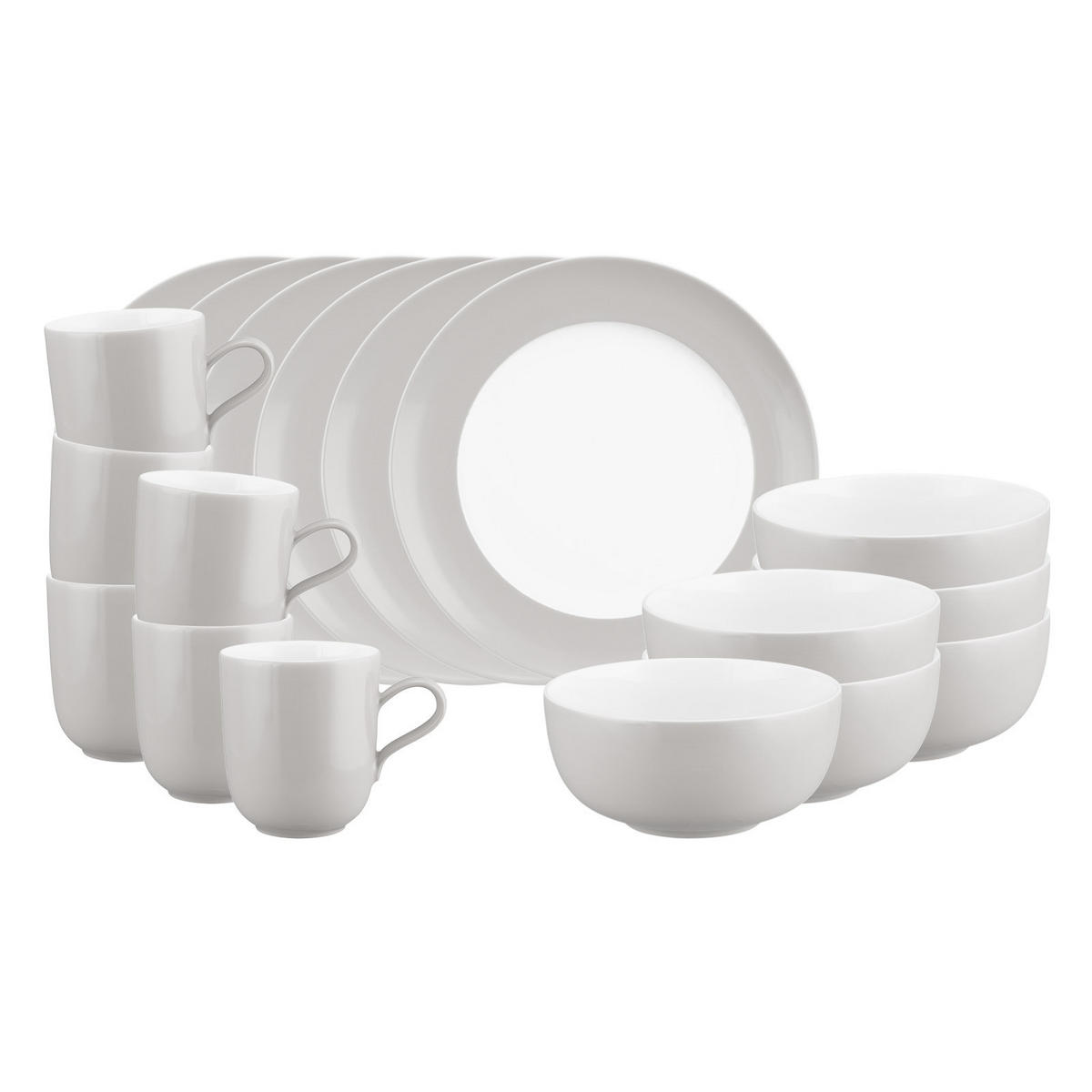 FRÜHSTÜCKS-SET Liberty Pure Colors New Grey 18er Set - Grau, Keramik (1/1/1cm) - Seltmann Weiden