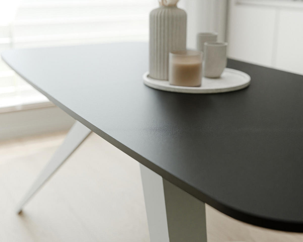 AUSZIEHTISCH FENTO 160/80/76 cm, Weiß / Schwarz - Schwarz/Weiß, Holzwerkstoff/Metall (80/160/76cm) - Idohome