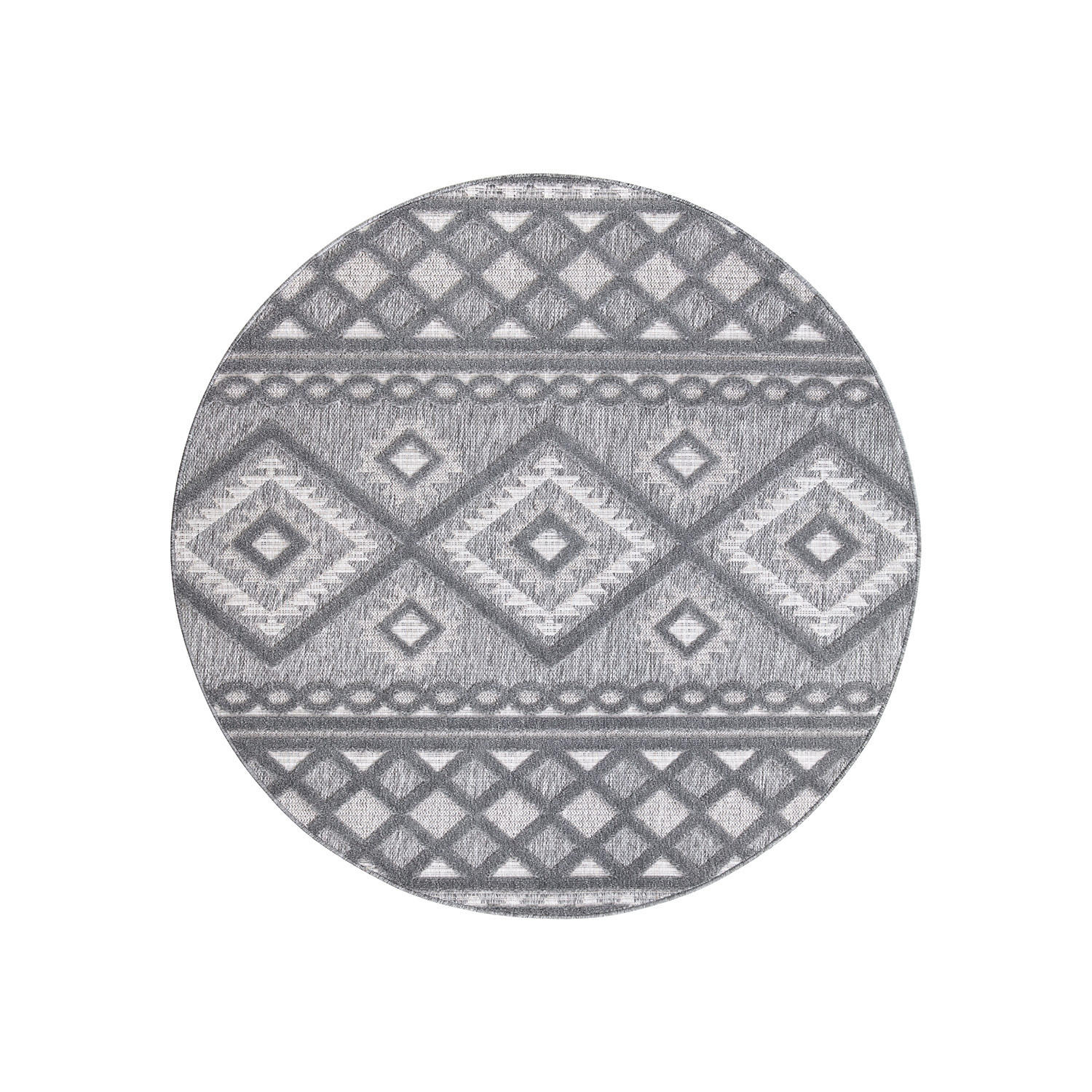 OUTDOOR-TEPPICH Santorini 435 Anthrazit 200 cm Rund - Anthrazit, Textil (200/200cm) - carpet city