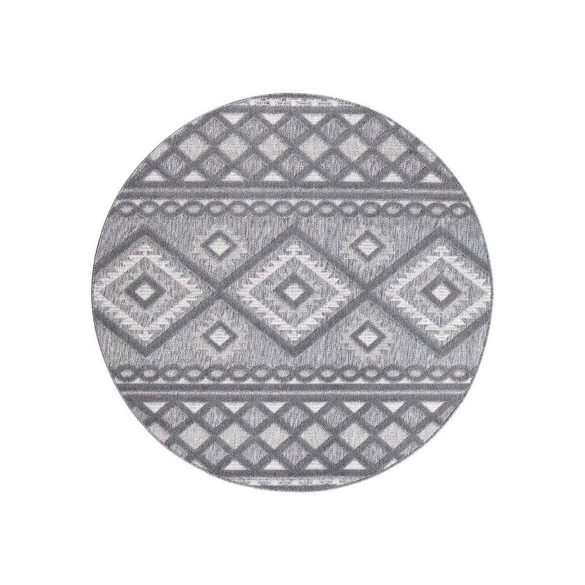 OUTDOOR-TEPPICH Santorini 435 Anthrazit 200 cm Rund - Anthrazit, Textil (200/200cm) - carpet city
