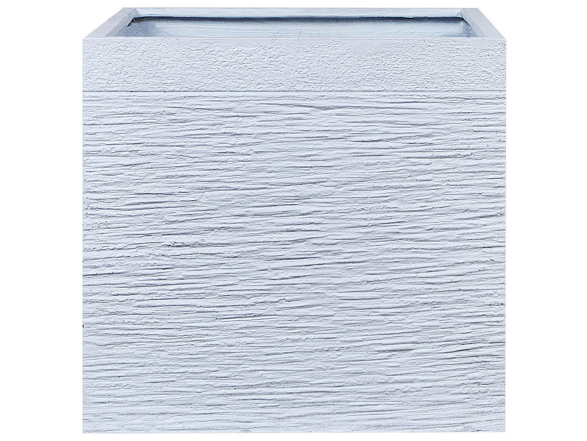 BLUMENTOPF weiß quadratisch 50/50/46 cm Paros - Weiß, Naturmaterialen (46cm) - Beliani