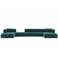 ECKSOFA U-Form Grand U Big XL 500 cm, Velourstoff Salvador, Azurblau - Blau, Holz (500/179cm) - Kaiser Möbel