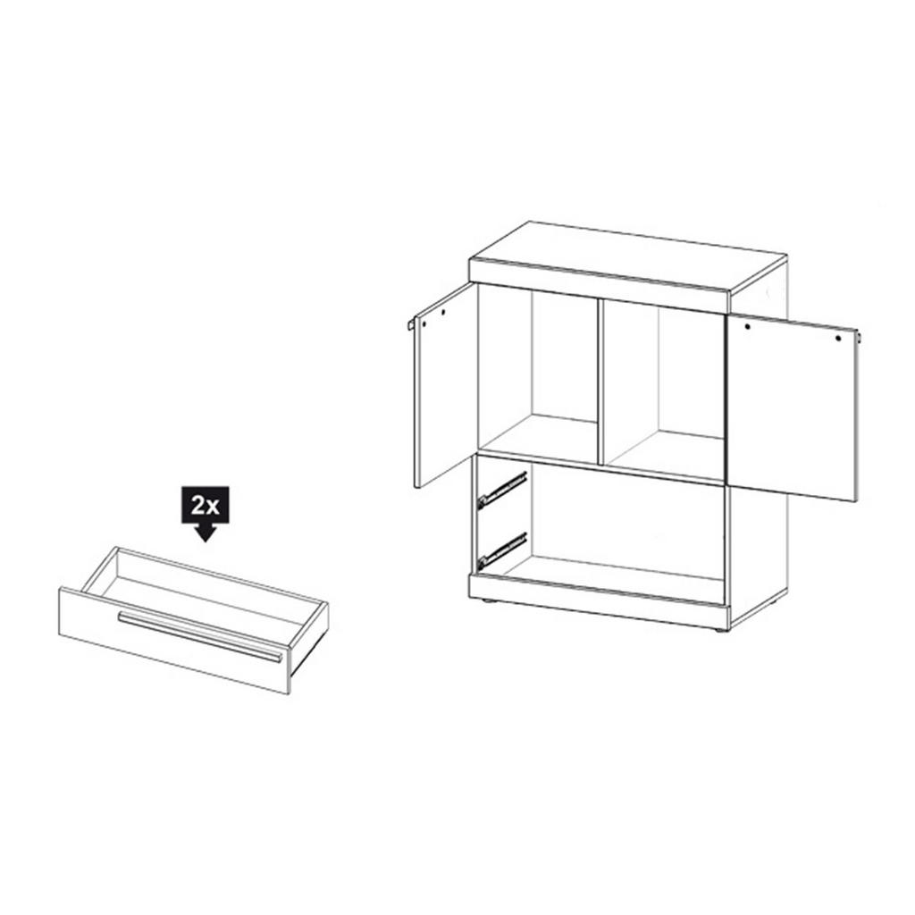 Thumbnail - Feldmann-Wohnen Kommode, Graphit, Braun, Holz, 2 Fächer, 2 Schubladen, Rechteckig, 80x101x41 cm, Wohnzimmer, Kommoden & ...