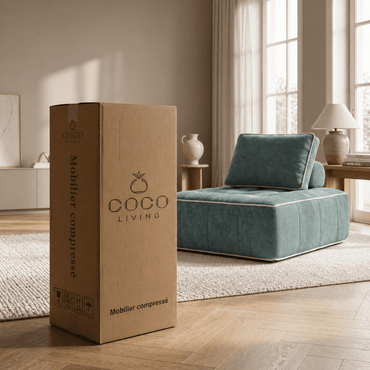 SESSEL Zen Salbei und Weiß 1-Sitzer - Salbeigrün/Weiß, Textil (100/75/100cm) - COCO Living