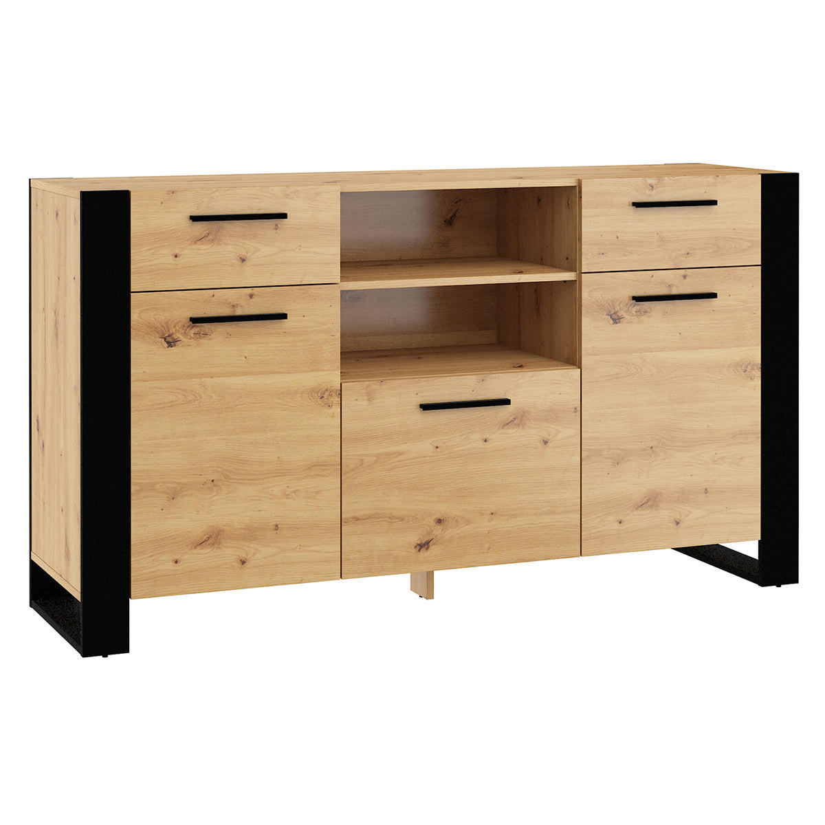 SIDEBOARD Nouka Holz und Schwarz - Schwarz, Holzwerkstoff (155/87/45cm) - Petits-meubles