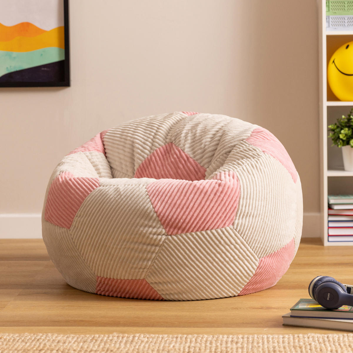 KINDERSITZSACK Fußball - Pink, Textil (76/48/76cm) - icon