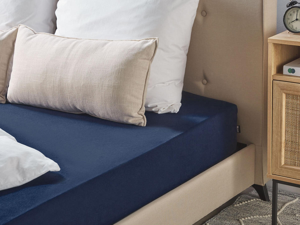 SPANNBETTLAKEN Blau 140 x 200 cm Hofuf - Dunkelblau, Textil (140/200cm) - Beliani
