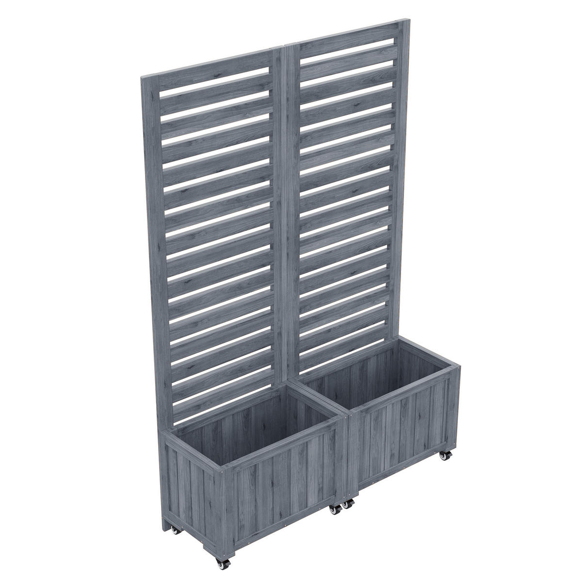 PFLANZKÜBEL Massives Tannenholz mit Spalier Grau - Grau, Holz (32/32/102.5cm) - ComfortXL