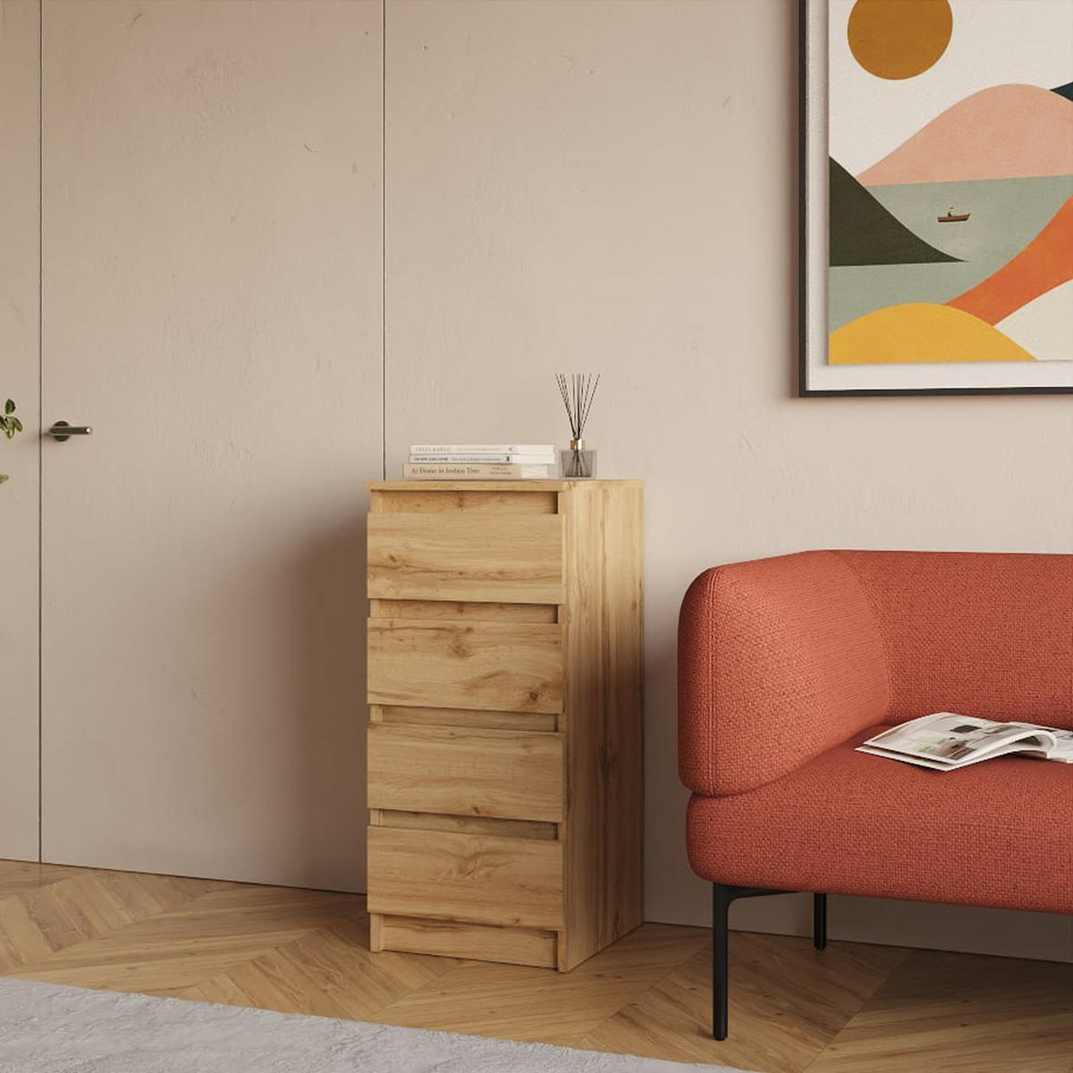 KOMMODE Wotan Eiche 40/90/43 - Eiche Wotan, Holzwerkstoff (40/90/43cm) - RAUMHIRSCH FURNITURE
