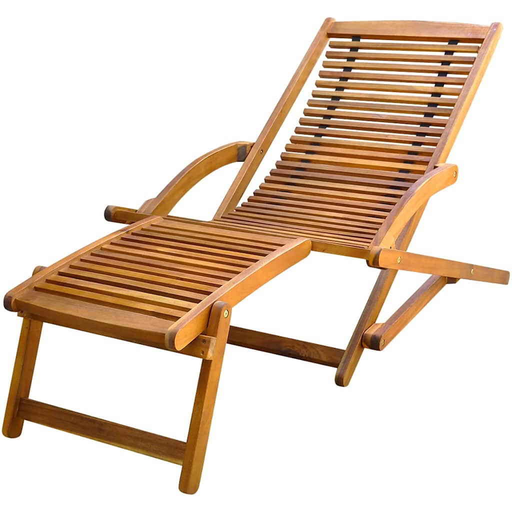 LIEGESTUHL Mit Fussteil Massivholz Akazie - Braun, Holz (70/69/150cm) - vidaXL