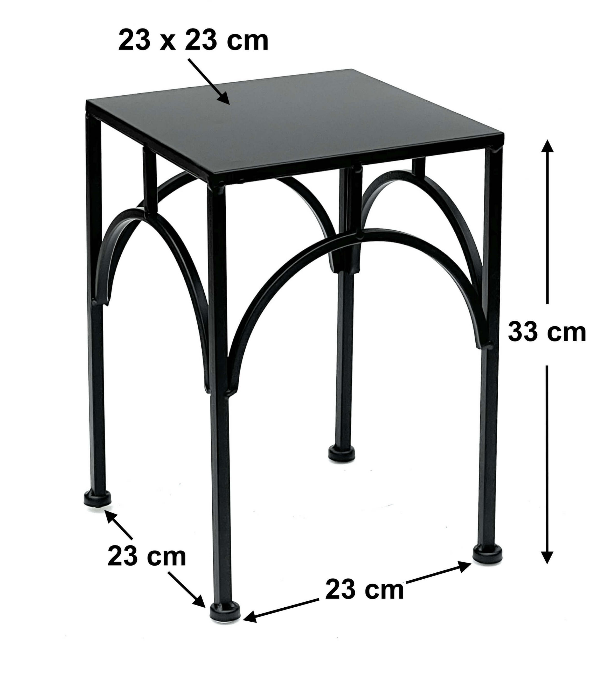 BLUMENHOCKER Metall Schwarz Eckig 33 cm - Schwarz, Metall (23/33/23cm) - DanDiBo