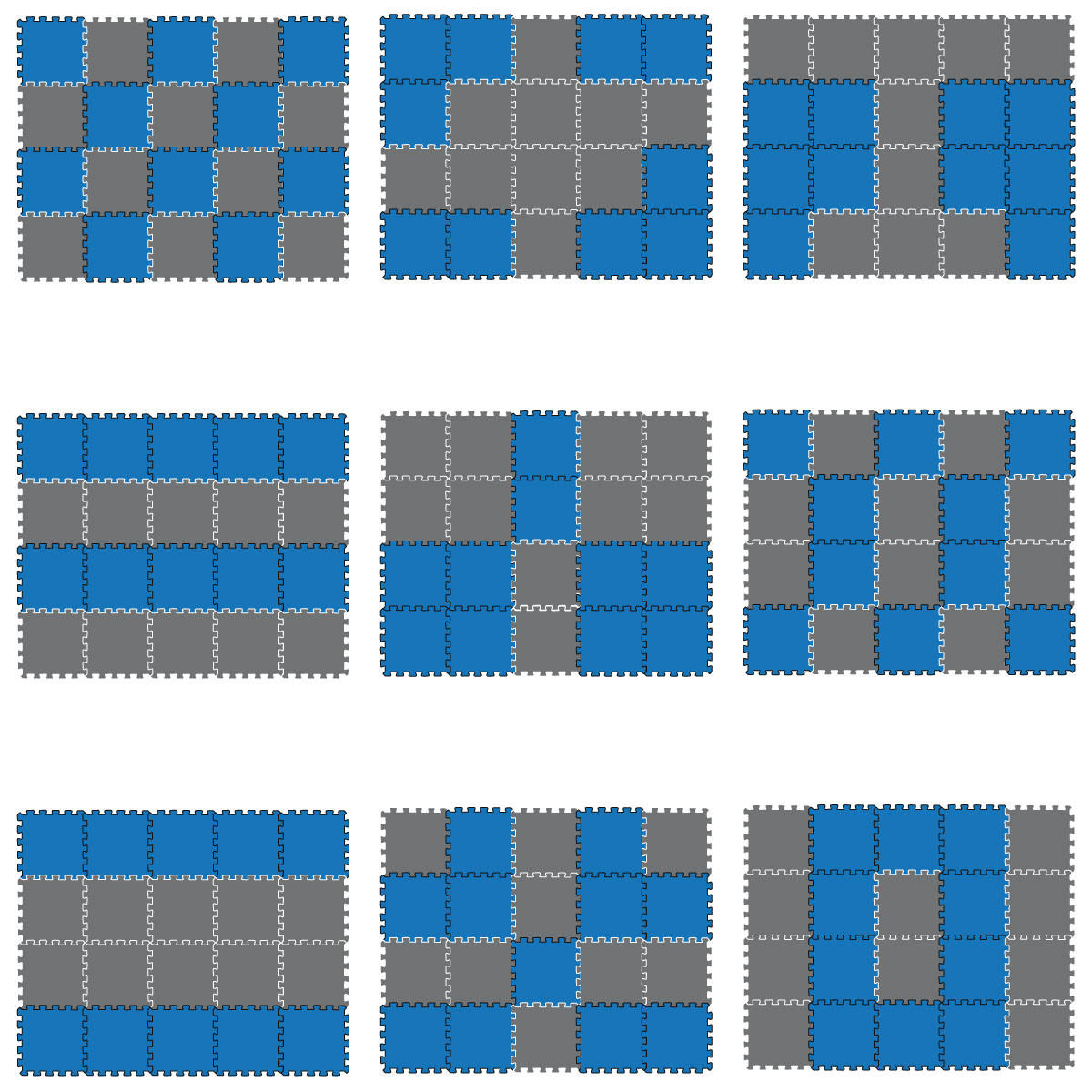 SPIELMATTE ab Null - 180/90/1 cm Puzzlematte Grau - Multicolor, Kunststoff (30/30cm) - Littletom