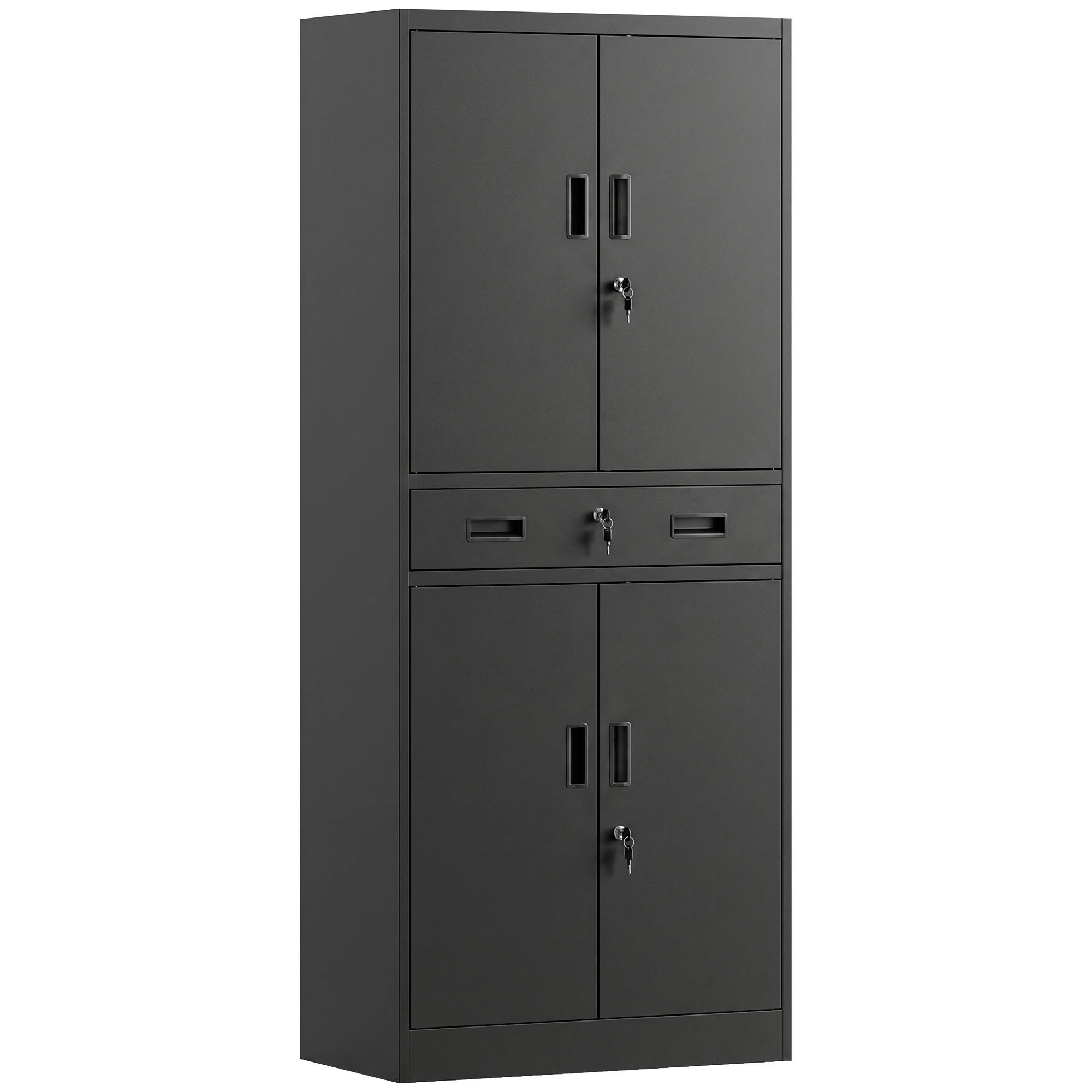 METALLSCHRANK Stahl Schwarz - Schwarz, Metall (40/180/75cm) - HOMCOM