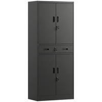 METALLSCHRANK Stahl Schwarz - Schwarz, Metall (40/180/75cm) - HOMCOM