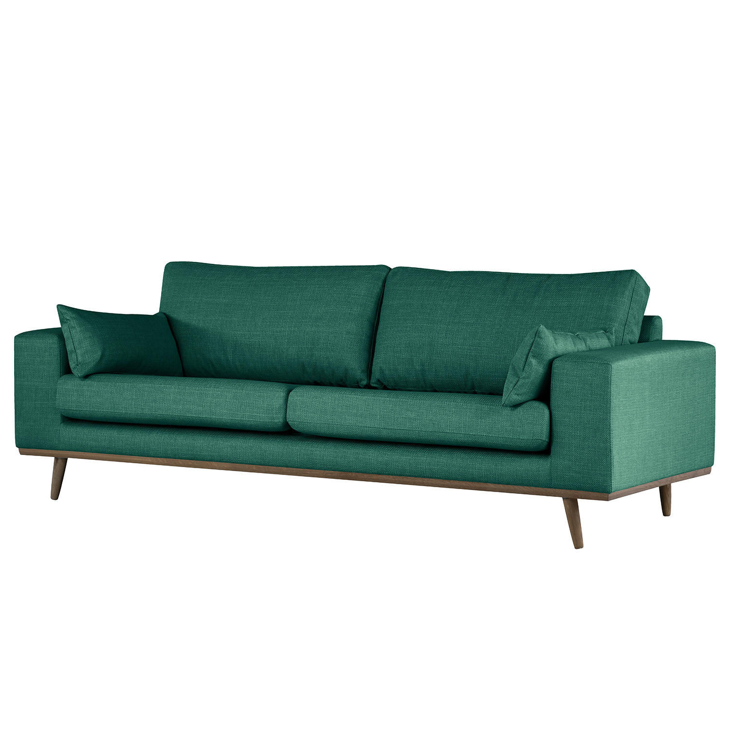 2-SITZER SOFA - Dunkelgrün/Eichefarben, Eichenholz/Textil (197/81/88cm) - home24