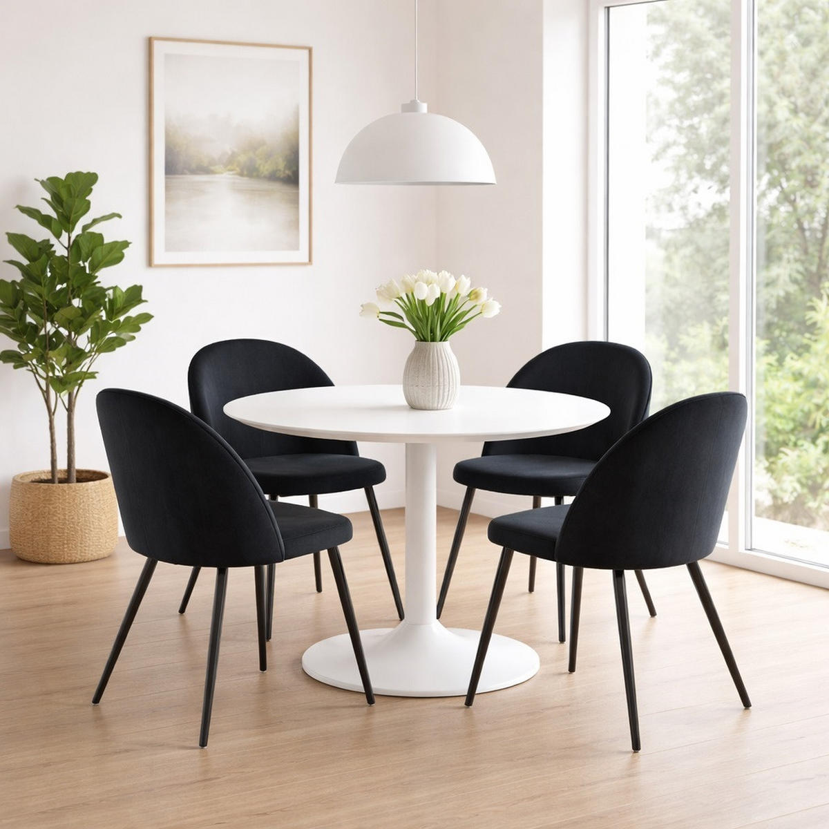 ESSGRUPPE 5-TLG. Carry Weiß, Schwarz - Schwarz/Weiß, Textil (110/74/110cm) - ebuy24
