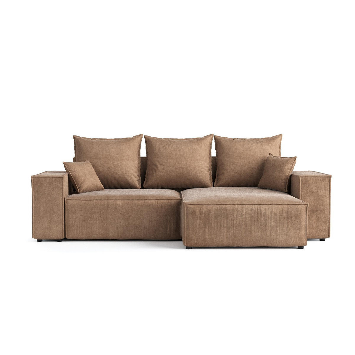 ECKSOFA SENSO mit Schlaffunktion Braun im Wind Stoff - Schwarz/Braun, Holz/Holzwerkstoff (255/148cm) - AltaBeds