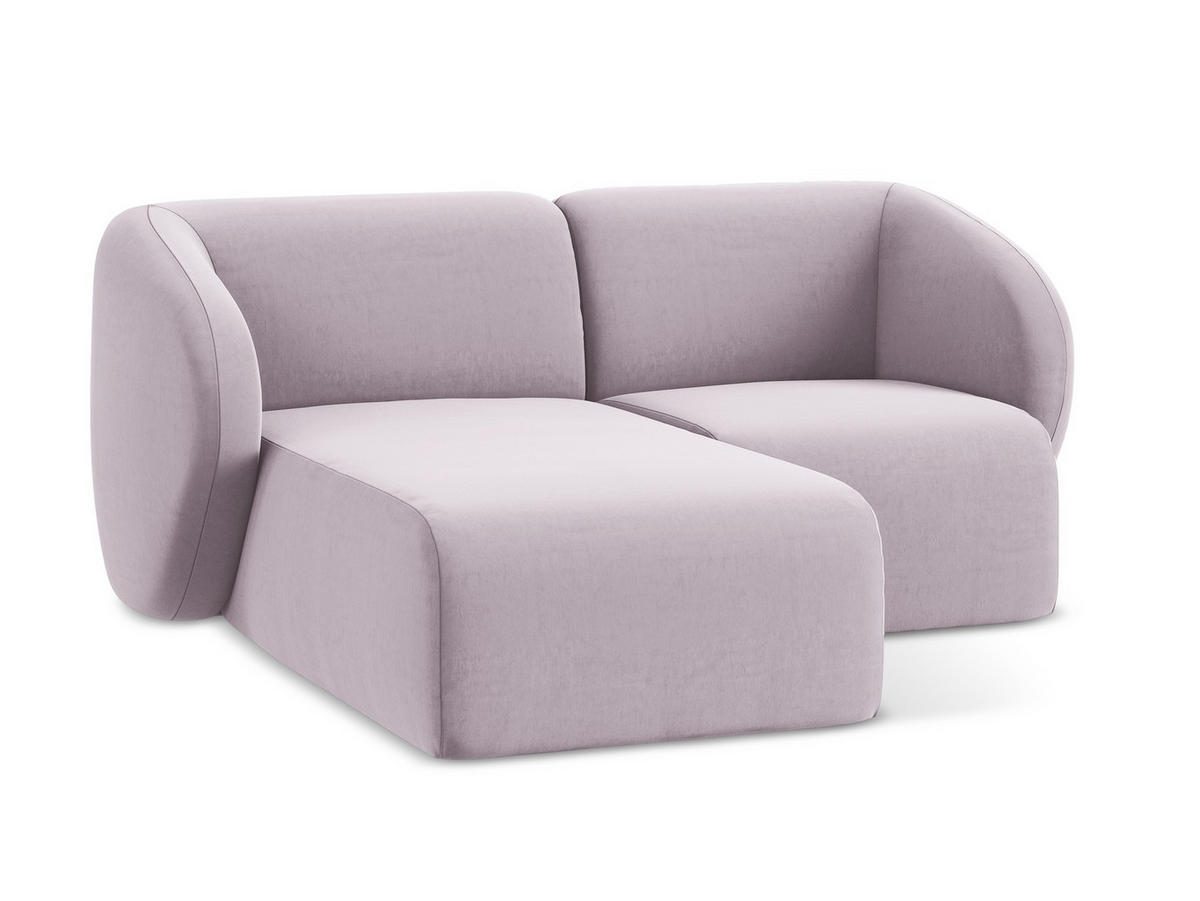 ECKSOFA Links Samt Stoff Violett - Flieder/Schwarz, Holzwerkstoff/Kunststoff (178/166cm) - Makamii