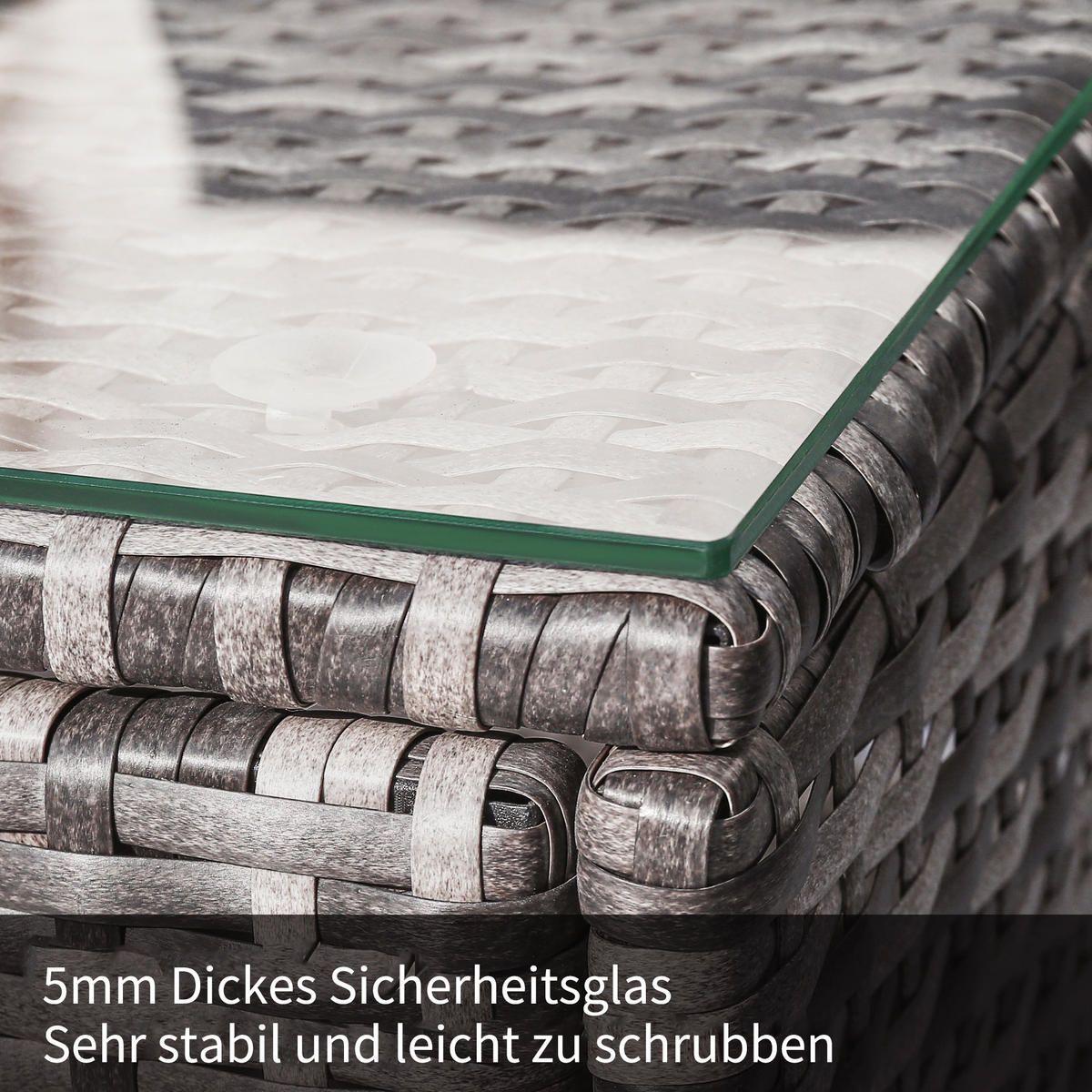 LOUNGESET Grau Poly Rattan Mit Sitzkissen & Glastisch - Grau, Metall - FLIEKS