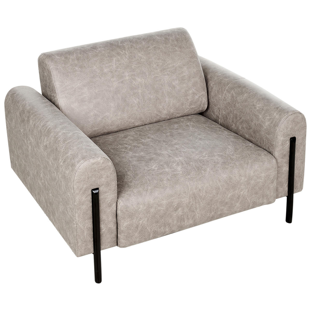 SESSEL Hellgrau Askim - Schwarz/Grau, Textil (123/79/95cm) - Beliani