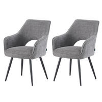 ESSZIMMERSTUHL THOMAS-RAYA 2er-Set 4-Fuss-Gestell - Schwarz/Grau, Textil (57/86/63cm) - DUBI Möbel