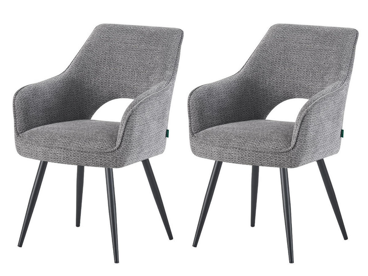 ESSZIMMERSTUHL THOMAS-RAYA 2er-Set 4-Fuss-Gestell - Schwarz/Grau, Textil (57/86/63cm) - DUBI Möbel