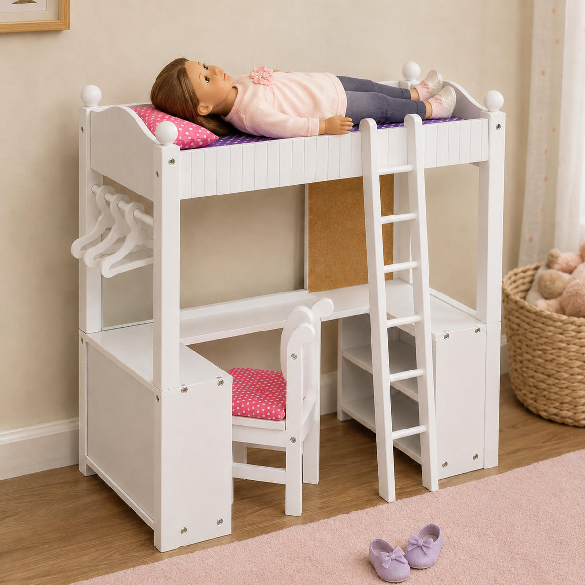DOPPELSTOCKBETT für Puppen, Weiß, 53,3 cm - Weiß, Holz (53/53/25cm) - Teamson Kids