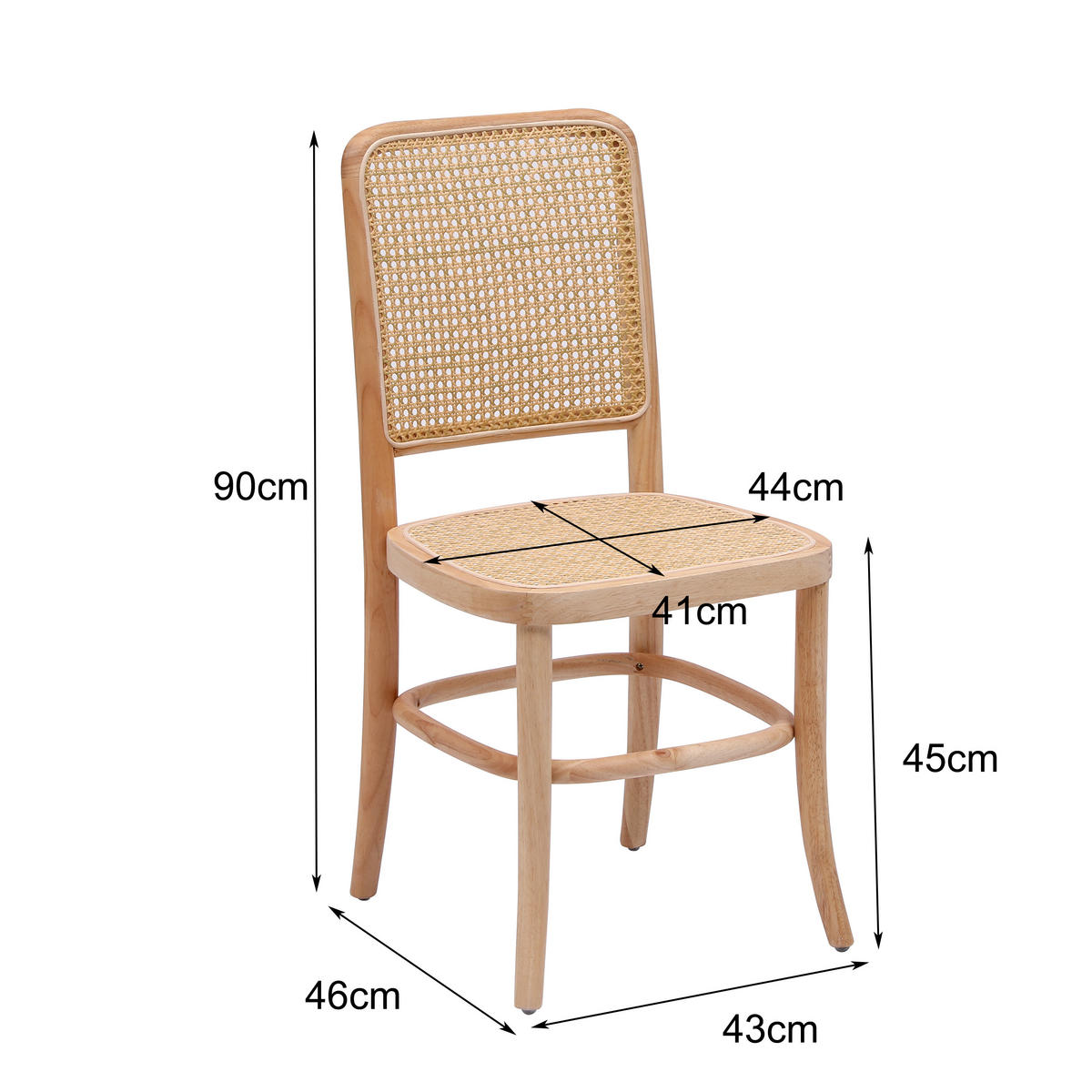 STUHL 2er-Set Rattan Braun - Braun, Holz (44/90/46cm) - Nordlys