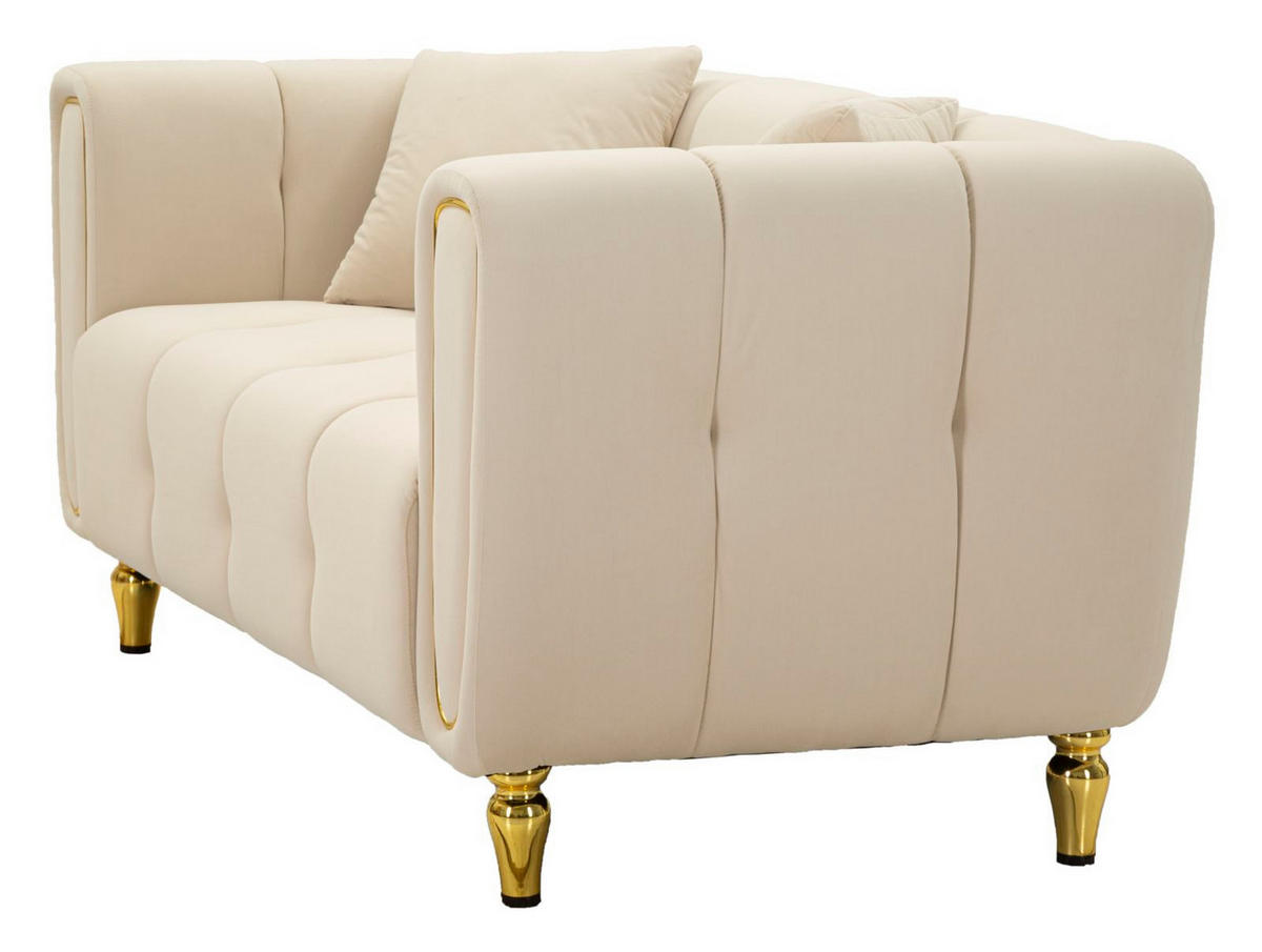 2-SITZER Sofa Samt Alma - Beige - Beige, Textil (81/71/155cm) - Pasmara