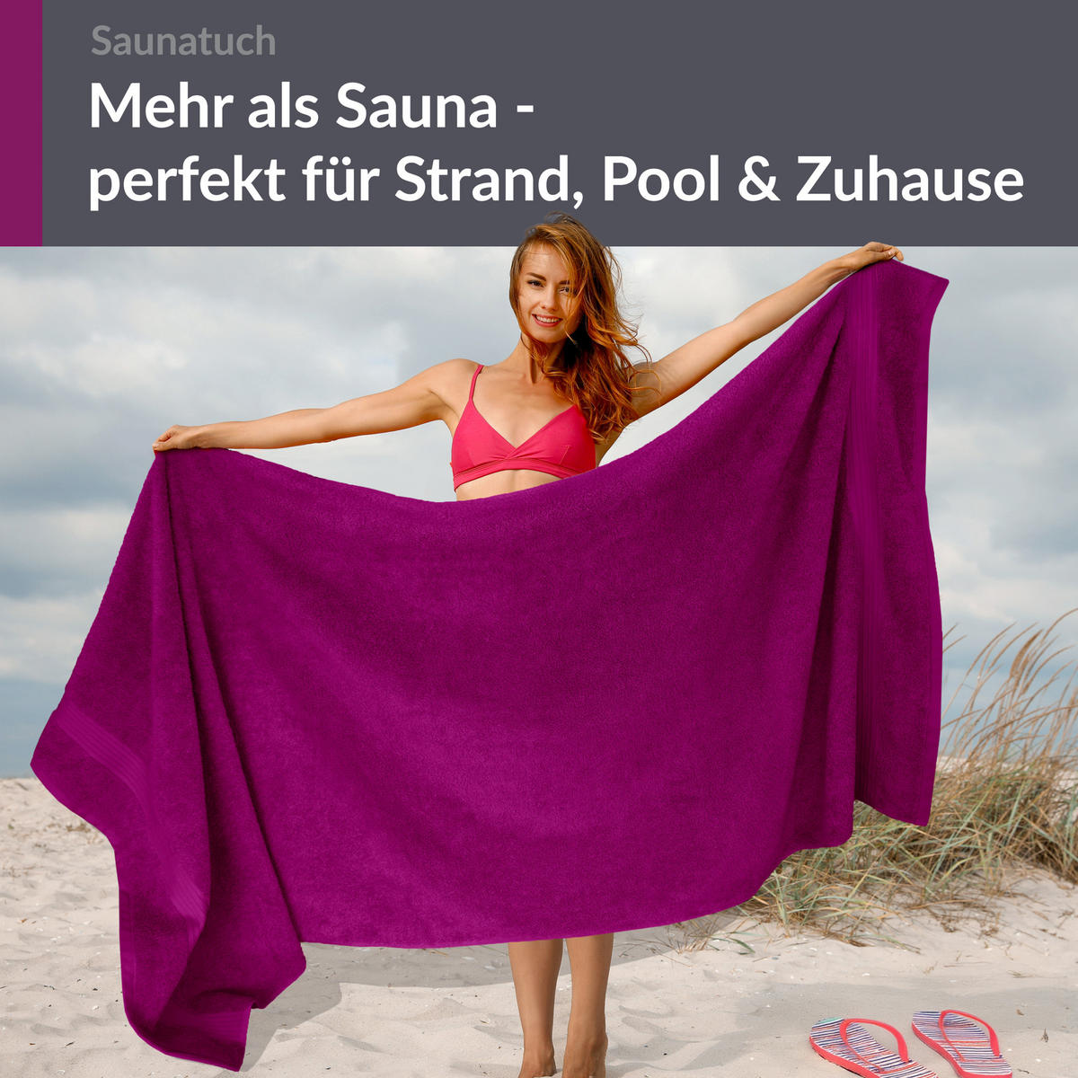 BADETUCH Linz Orchidee Violett 100x200 cm - Violett, Textil (100/200cm) - Lashuma