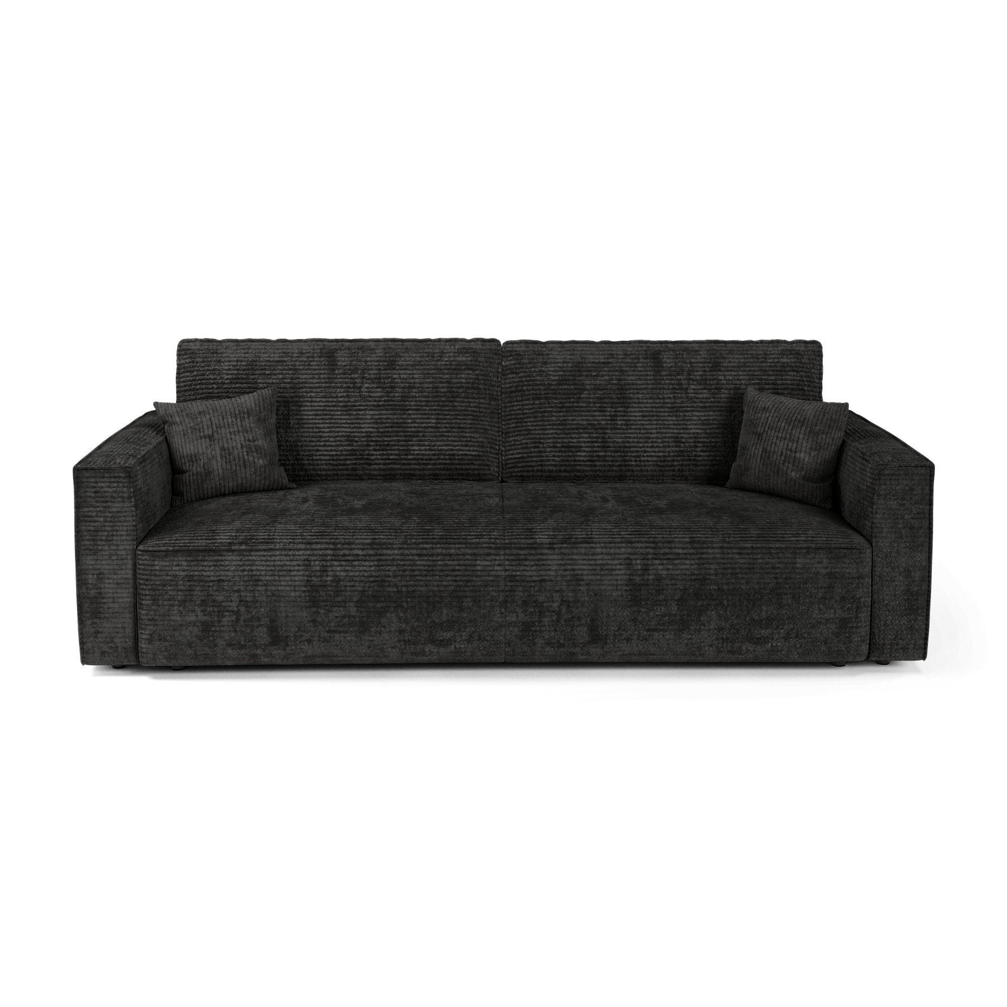 SCHLAFSOFA mit Stauraum Cord Schwarz 254cm - Schwarz, Textil (254/78/95cm) - Premium Interiors