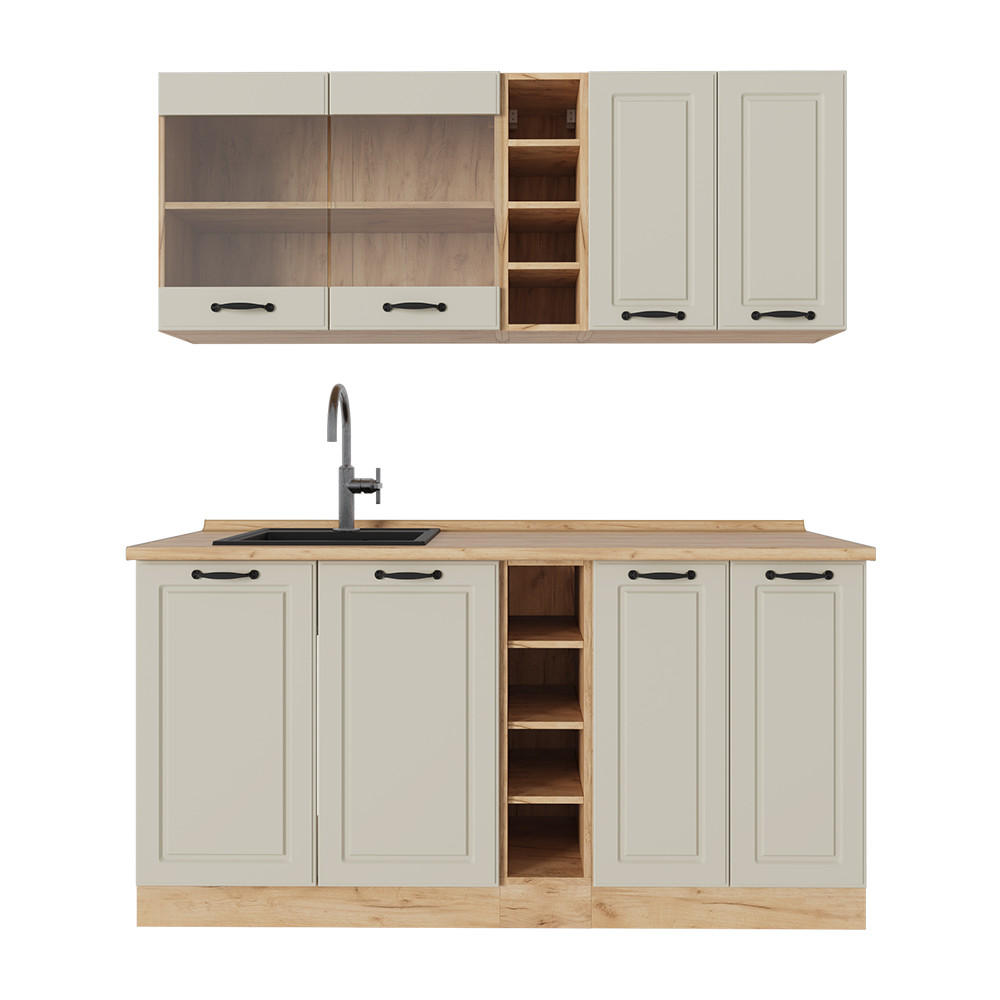 Vicco Singleküche Beige, Honigeiche 160x81.6x60 cm