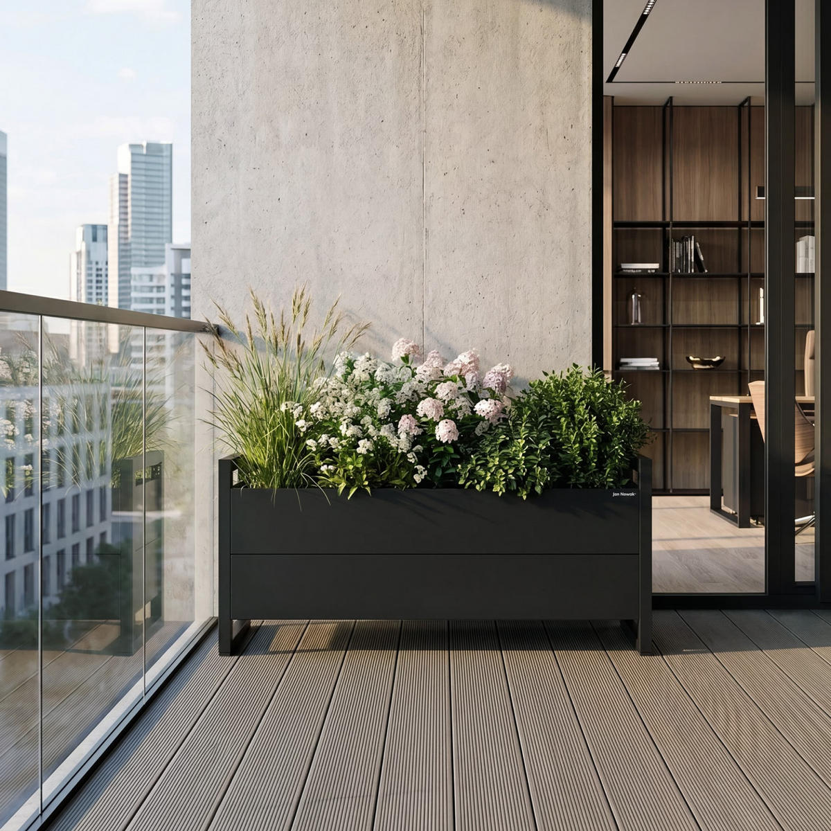 BLUMENKASTEN aus Metall MARGARET 100x43x38 cm - Anthrazit, Metall (100/43/38cm) - Jan Nowak