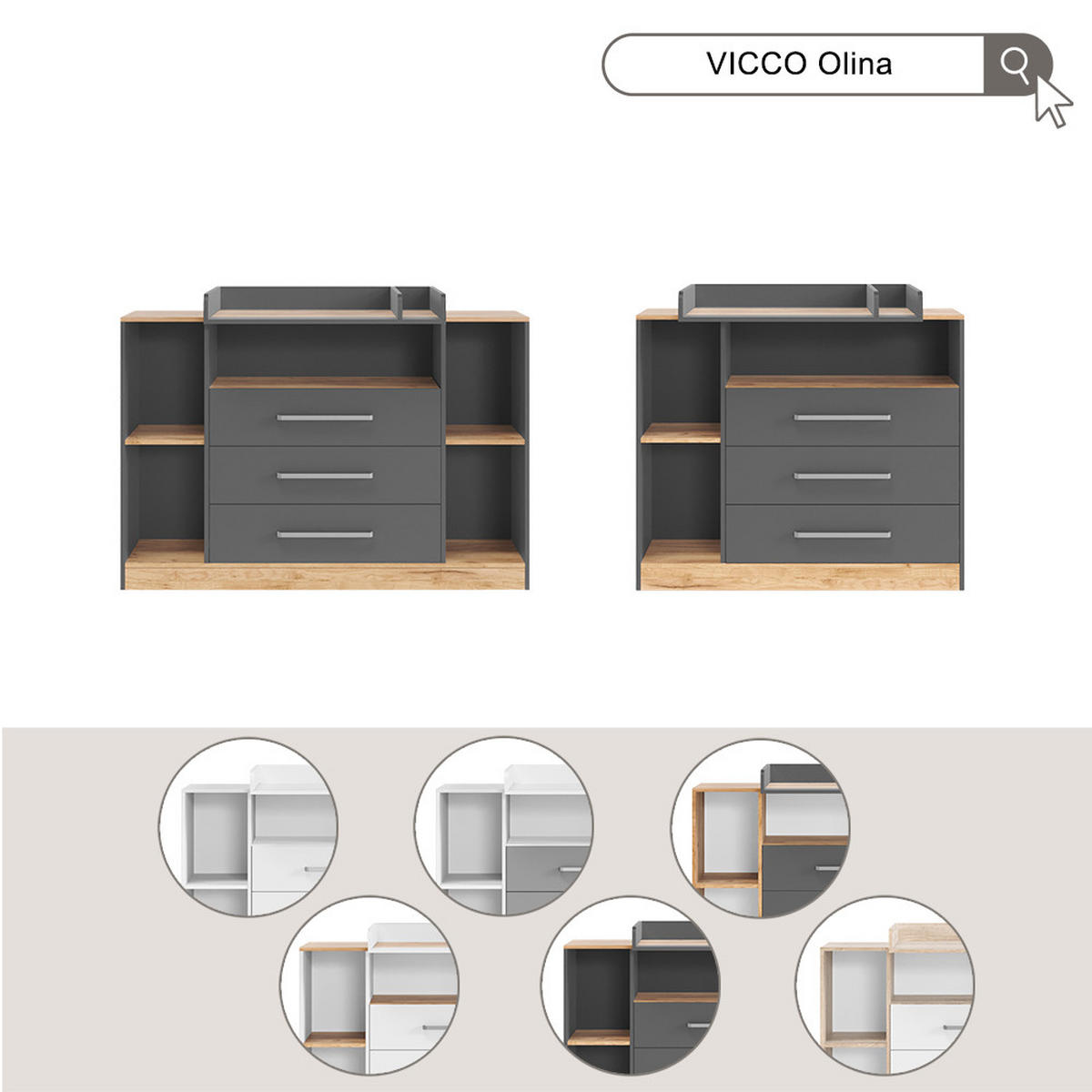 PREVIJALNA OMARA Olina, Bela, 110 x 93 cm - bela, leseni material (110/93/50cm) - Vicco