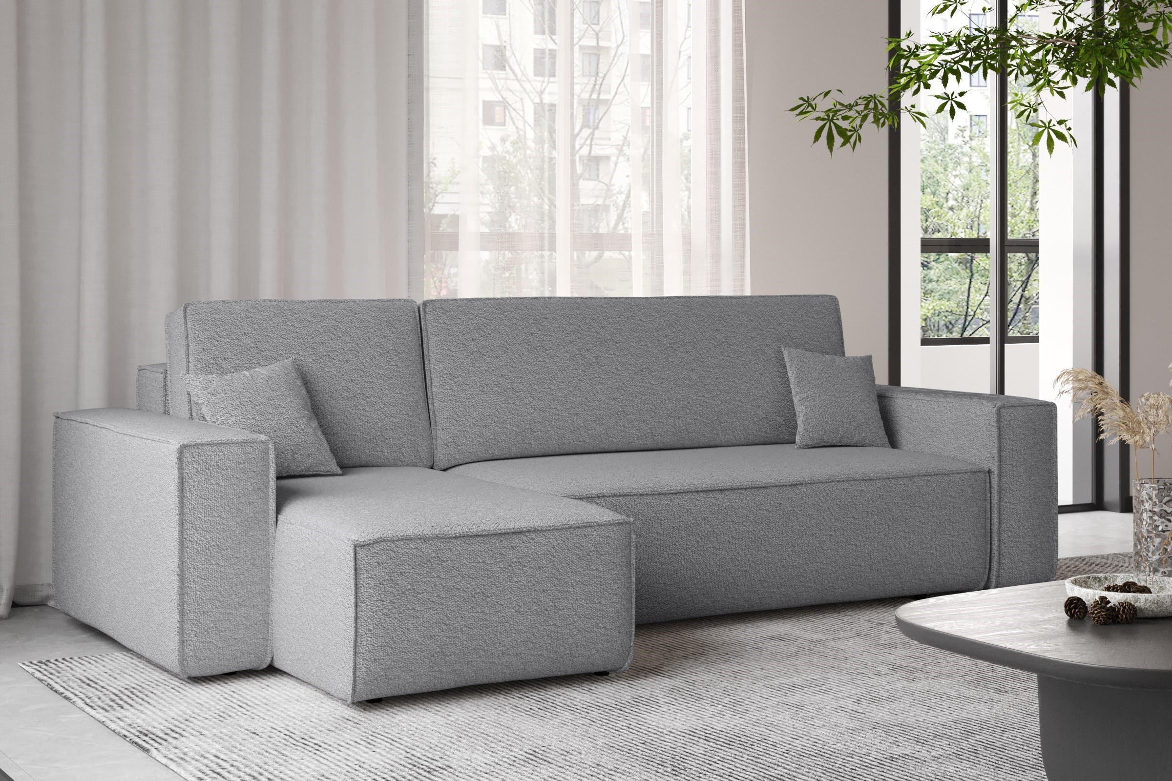 ECKSOFA Mit Schlaffunktion Und Bettkasten L-Form BEST Stoff Abriamo Grau Links - Grau, Holz/Textil (142/244cm) - Kaiser Möbel