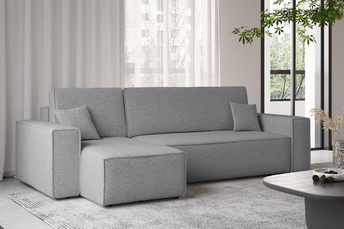 ECKSOFA Mit Schlaffunktion Und Bettkasten L-Form BEST Stoff Abriamo Grau Links - Grau, Holz/Textil (142/244cm) - Kaiser Möbel