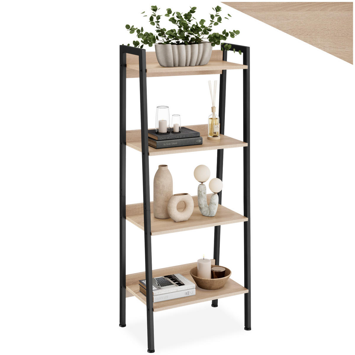 LEITERREGAL Chatham,inklusive Kippschutz, 57,5 x 34 x 138 cm,Industrial Holz hell, Eiche Sonoma - Naturfarben, Holzwerkstoff (34/138/57.5cm) - tectake
