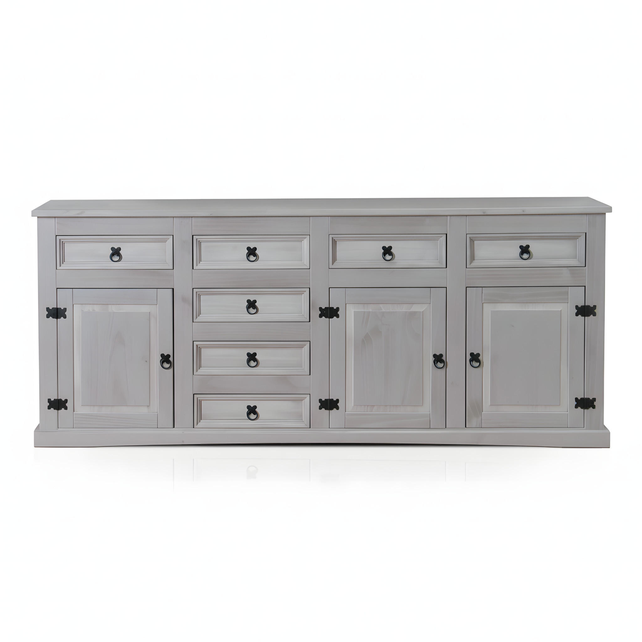 SCHRANK New Mexico Grau Antik 200/44/84 cm - Grau, Holz (200/84/44cm) - ebuy24