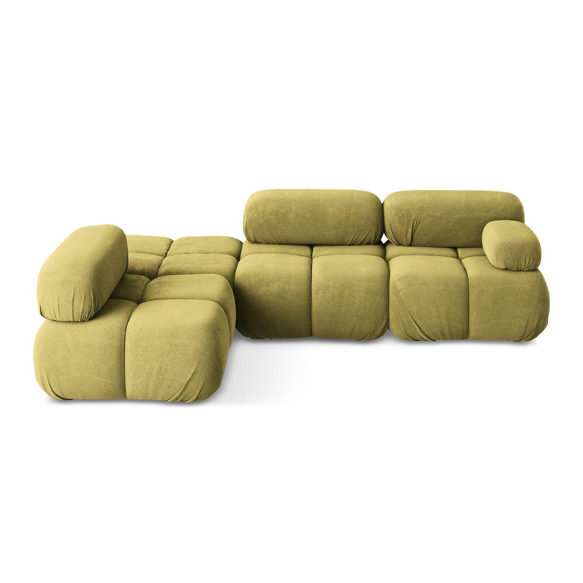 ECKSOFA Links Chenille Stoff Grün - Limette/Schwarz, Kunststoff/Textil (190/285cm) - LaMiaSofa