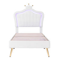 ČALÚNENÁ posteľ 90/200 cm, biela, PU, čelný stĺpik, LED - biela, drevo (90/200cm) - SHOPENTRA