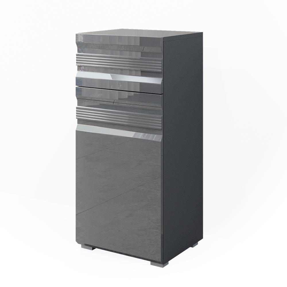 MIDISCHRANK Fredd Anthrazit 36.4 x 79 cm - Schwarz Hochglanz/Anthrazit, Holzwerkstoff (36.4/79/31cm) - Vicco
