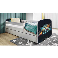 KINDERBETT Autorennen 80x180 cm mit Schublade, Rausfallschutz & Lattenrost, Weiß - Weiß, Holzwerkstoff (80/180cm) - RAUMHIRSCH FURNITURE