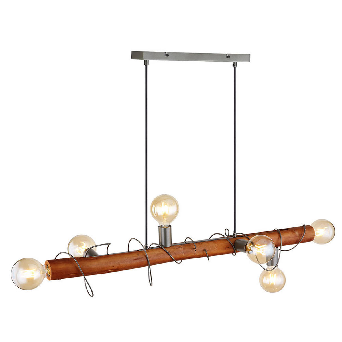 HÄNGELEUCHTE ALICE Holz Braun - Braun, Holz (100/20/120cm) - Globo Lighting